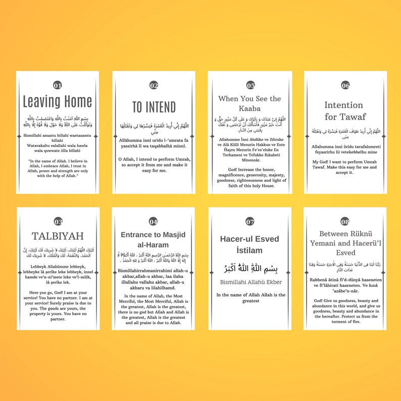 Umrah Cards, Printable Umrah Prayers, Printable Prayer Cards, Digital ...