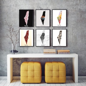 Palestine wall art set of 8, Digital Palestine Map, Printable Palestine map, Jerusalem, Olive Palestine,Ramadan gift