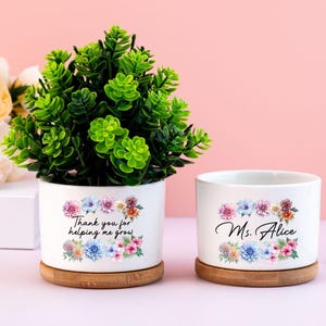 Personalized Appreciation Teacher Plant Pot,Custom Plant Pot Gifts,Flower Pot For Teacher,Gift For Teacher,Thank You For Helping Me Grow
