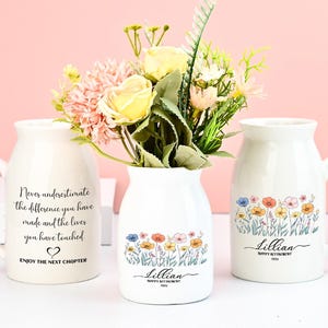 Personalized Retirement Ceramic Flower Vase, Custom Happy Retirement Gift, Appreciation Gift, Thank You Gift, Teacher Gift, Retired Gift
