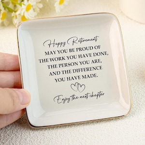 Custom Happy Retirement Ring Dish, Personalized Retirement Trinket, Happy Retirement Gift, Custom Coworker Ring Dish, Gift for Coworker