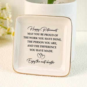 Happy Retirement Ring Dish, Personalized Retirement Ring Dish, Custom Jewelry Dish, Gift for Coworker, Coworker Ring Dish, Retirement Gift