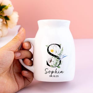 Jarrón de flores personalizado para abuela, nana, regalo para el Día de la Madre, jardinera de cerámica con iniciales personalizadas, regalo para nietos, regalo de cumpleaños.
