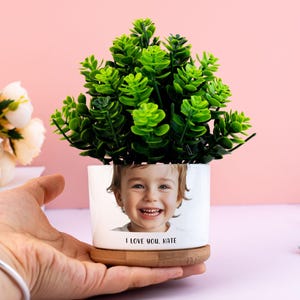 Personalized Ceramic Photo Flower Pot,Custom Mini Planter,Kids Picture Plant Pot,Mother'S Day Gift,Birthday Gift,Gift For Grandma/Nanny/Mom