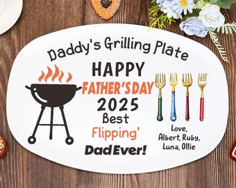 Dad’s Grilling Plate,Father’s Day Gift From Kids,Personalized Grilling Plate Gift With Kids Names,BBQ Platter Gift For Dad Grandpa Papa Gift