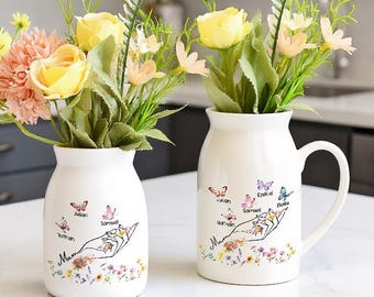 Vase de fleurs personnalisé pour la fête des Mères pour maman Vase de fleurs pour la première fête des mères : cadeaux pour maman et maman, cadeaux d'enfants pour la Fête des Mères