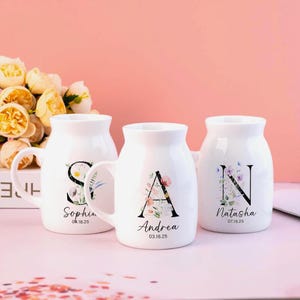 Personalisierte Blumenvase für Oma, Nana, Muttertagsgeschenke, maßgeschneiderte Initialen Keramik Jardiniere Geschenke, Geschenke von Enkelkindern, Geburtstagsgeschenke