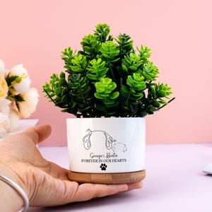 Personalized Dog Memorial Gift Planter,Pet Memorial Gift Plant Pot,Custom Flower Pot With Bamboo Tray,Loss Of Dog,Never Forgotten Plant Pot