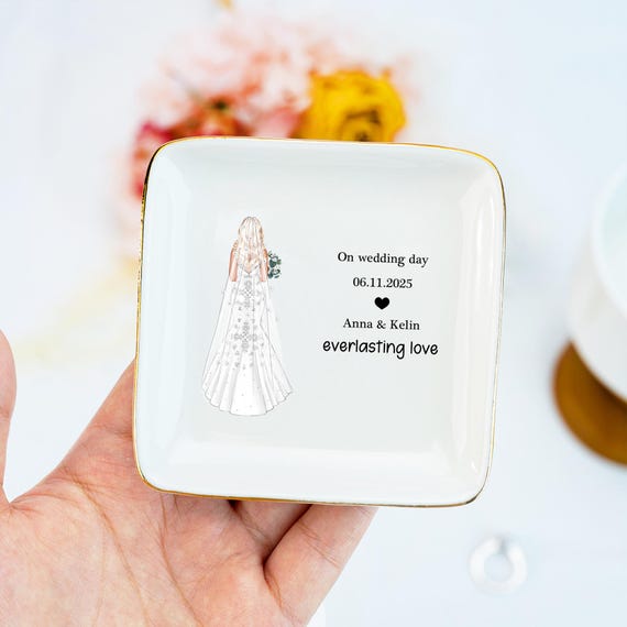 Custom Wedding Ring Dish,personalized Jewelry Plate for Bride