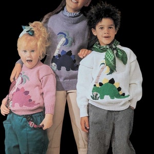 Vintage Dinosaur Sweater Knitting Pattern: Round Neck Design (PDF Download)