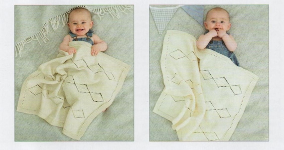 Vintage Knit Baby Blanket Pattern: Textured Diamond Designs (PDF
