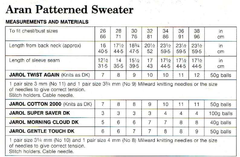 Aran Sweater Knitting Pattern: Child's Double Knit (PDF Pattern) - Etsy
