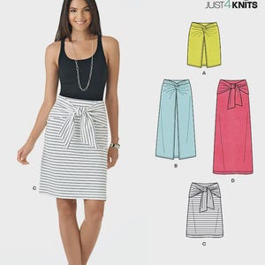 New Look 6348 Sewing Pattern Misses Skirts Sizes 10-22 Easy Just 4 Knits Tie Front Knot Skirt