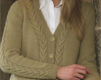 PDF Knitting pattern Polo Neck Sweater and a Cardigan with Pockets in double knitting yarn, to fit 32-42 in 81 - 107 cm Instant Download!