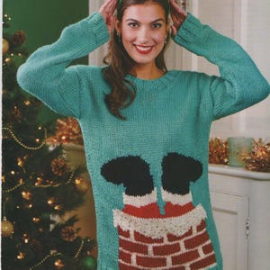 Santa Christmas Sweater Knitting Pattern: Chunky Yarn (PDF Download)