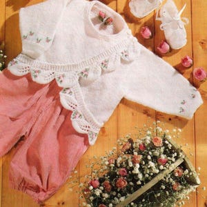 Knitting Pattern Leaf Border Matinee Coat: Double Knitting (PDF Pattern) Size 16-22" 41-56cm