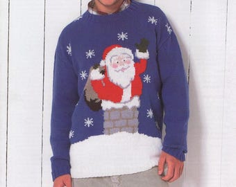 Santa Christmas Sweater Knitting Pattern: Festive Jumper (32-54in) (PDF Pattern)