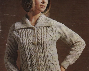 1960s Cardigan Jacket Knitting Pattern: Vintage Cable Knit (34-40 in) (PDF Pattern)