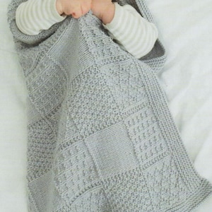 PDF Vintage Knitting pattern to knit 2 Baby Blankets in double knitting yarn, Textured 65x70cm & Diamond pattern 65 x 74cm Instant Download!