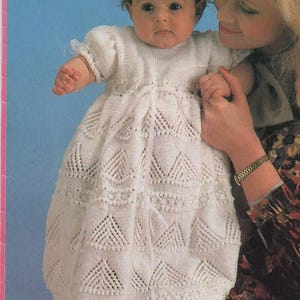 PDF Vintage Knitting pattern instructions to knit a Baby&#39;s Christening Gown Dress in 4ply yarn sizes 46-56cm 18-22&quot; Instant Download!