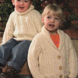 PDF Vintage Knitting pattern, knit Sweater, Jacket Scarf Hat & Mittens Aran knitting yarn To fit sizes 18-24&quot;   46-61cm, Instant Download!