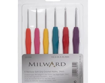 Crochet Hook Set: Soft-Grip Rubber Handles, 14cm x 2.50 - 5.00mm, Pack of 6