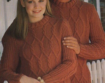 Vintage Aran Cable Knit Sweater Pattern (PDF Download)