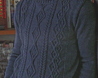 Cable Knit Polo Neck Sweater Pattern (PDF Download)