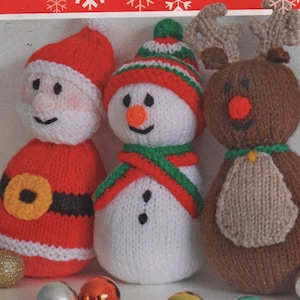 Festive Characters Knitting Pattern: Father Christmas, Snowman, Reindeer (PDF Download)