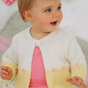 PDF Copy Knitting pattern to knit Childs/Baby Easy knit Cardigans in DK knitting yarn, to fit 6 months to 7 years 41-66 cm instant download.