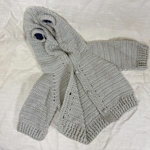 Hand-Knitted Baby Hooded Cardigan with Bear Ears - 0 to 3 Months.