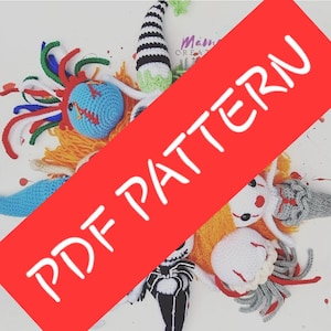 Patron PDF sirène slasher au crochet Amigurumi Horror Dolls Zombie Beetlejuice Chucky Pennywise Jack Skellington