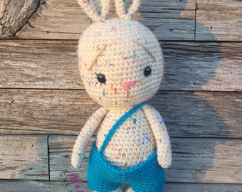 Bunny in Overalls Amigurumi Crochet Doll MamasCreationsCrochet