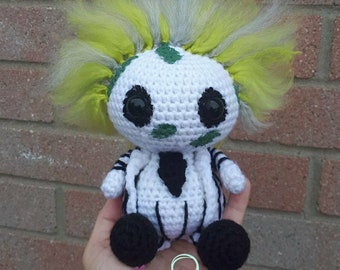 Tiny Beetlejuice Beetlegeuse Amigurumi Doll Finished Crochet Doll Tim Burton