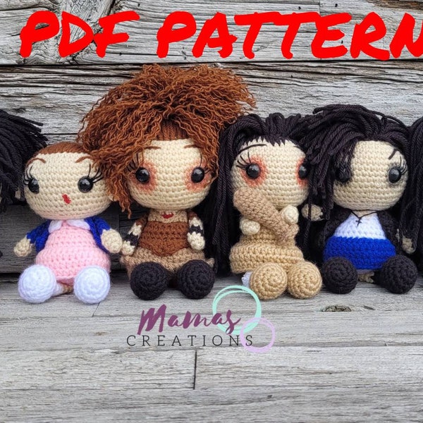 Tiny Slashers...The Ladies III Amigurumi PDF Patrón de muñeca de ganchillo Personajes de película de terror