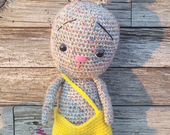 Bunny in Overalls Amigurumi Crochet Doll MamasCreationsCrochet