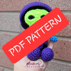 Tiny Skeletor PDF Crochet Pattern Amigurumi Doll HeMan Masters of the Universe MamasCreationsCrochet
