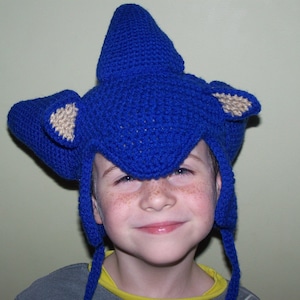 Sonic the Hedgehog Earflap Hat PDF Crochet Pattern