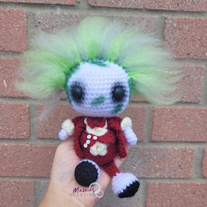 Tiny Wedding Beetlejuice Beetlegeuse Amigurumi Doll Finished Crochet Doll Tim Burton MamasCreationsCrochet