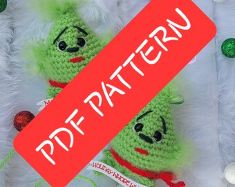 Grinchy Ornaments PDF Crochet Pattern Christmas