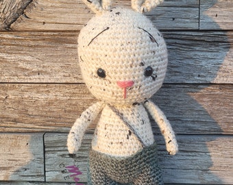 Bunny in Overalls Amigurumi Crochet Doll MamasCreationsCrochet