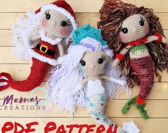 Christmas Mermaids Crochet Amigurumi PDF Pattern