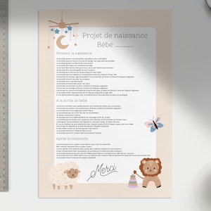 Projet de naissance - Modèle & personnalisation