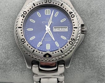 Cyma Quartz men's watch 20 BAR Blue Dial 711