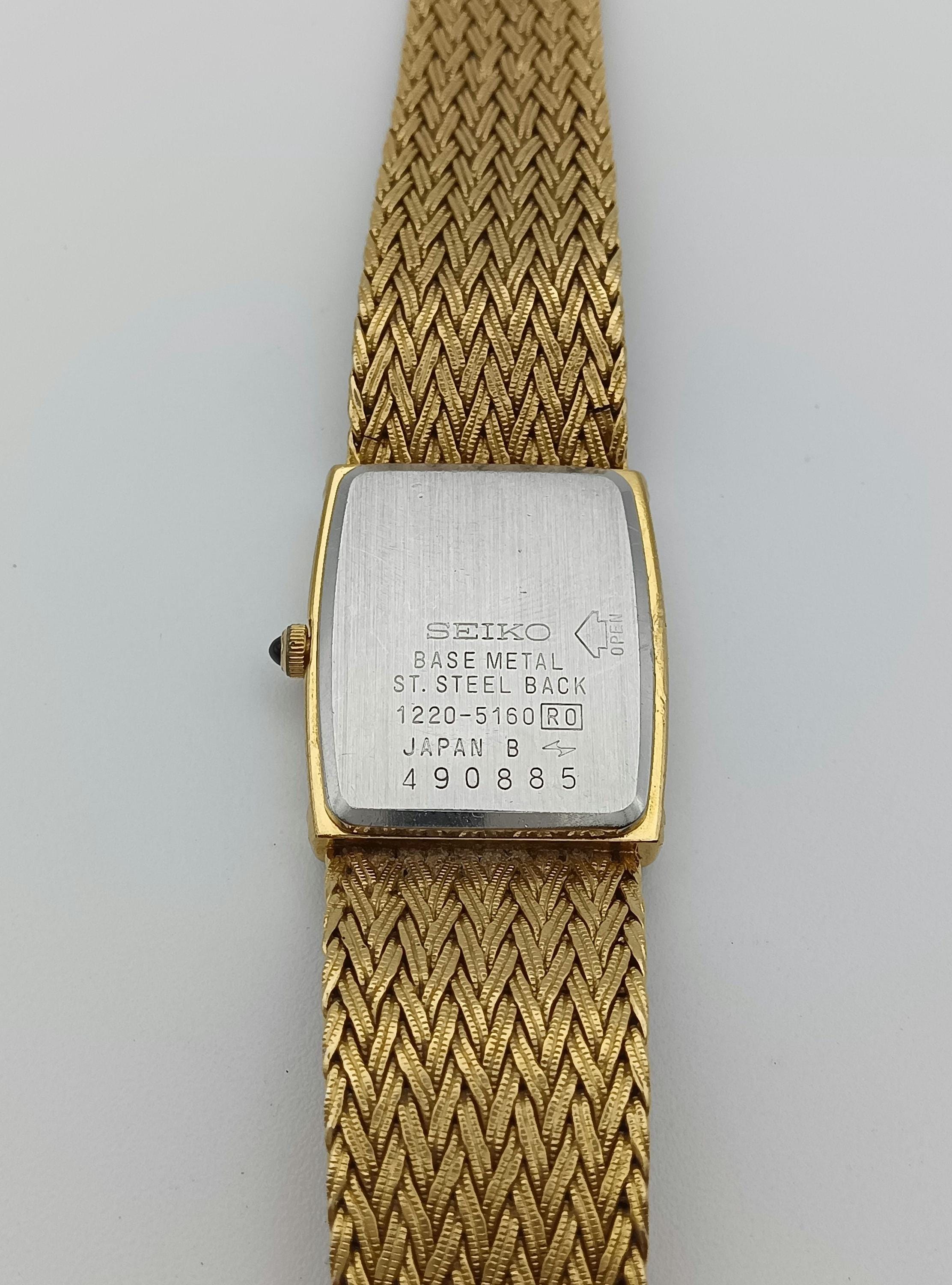 『◆WH-13756◆』SEIKO(セイコー)☆EXCELINE ゴールドローマ SEIKO Exceline Quartz Diamond Gold Oval Case White Shell