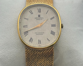 Montre Vintage Universal Genève Shadow Microtor - Boîtier Plaqué Or - Automatique - Années 70