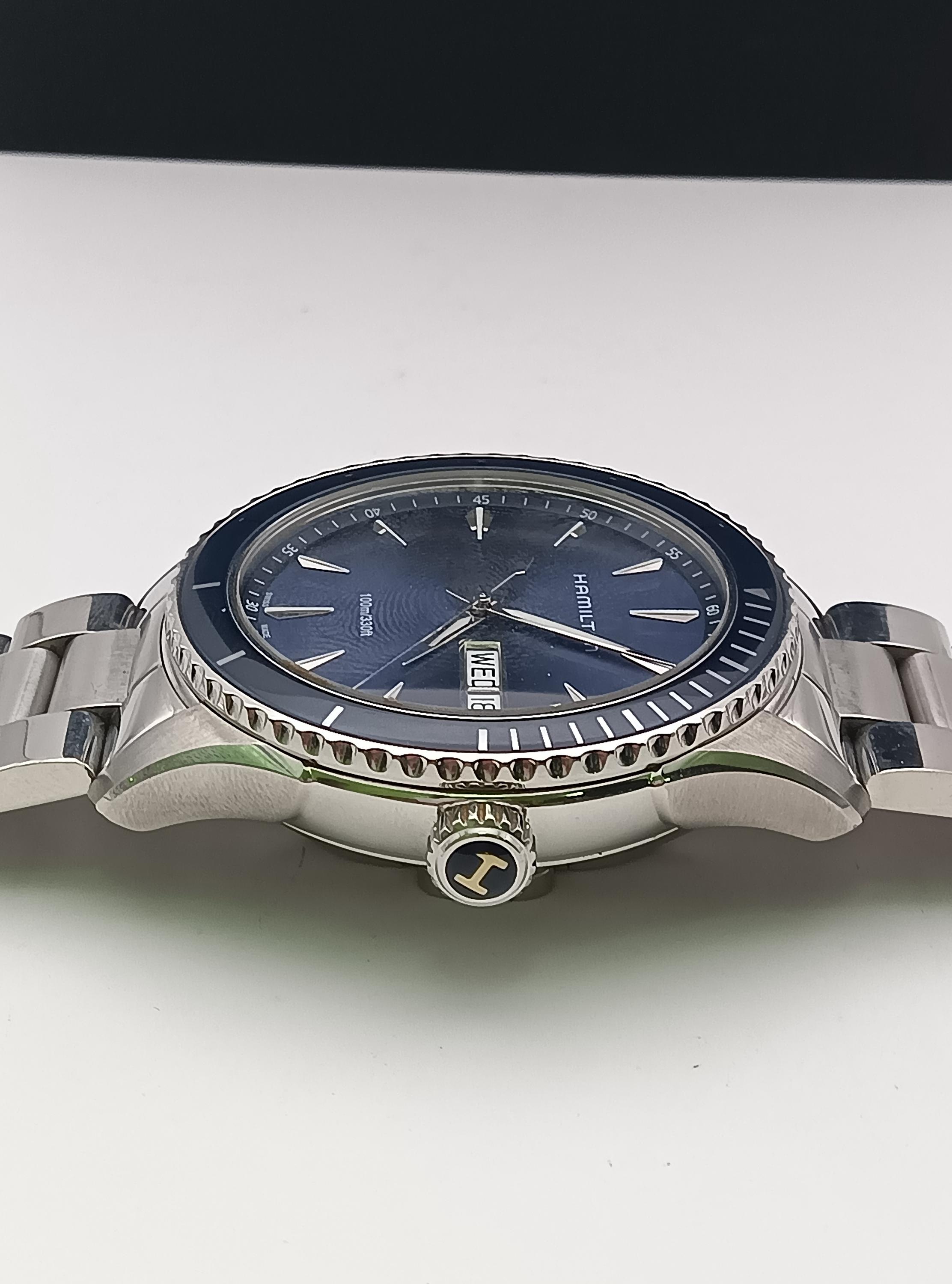HAMILTON H375510 Jazz master Quartz Day-Date Wristwatch SS Silver Hamilton Jazzmaster Quartz Man Watch Black Dial H324510 - Etsy main image 2