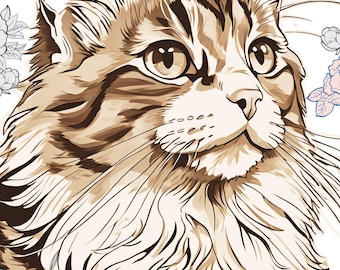 8 lindas páginas para colorear de gatos; Descarga digital instantánea; Archivos PDF de alta calidad; Arte imprimible; Páginas para colorear relajantes para adultos y niños