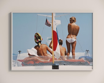 Slim Aarons Yacht Holiday Print Poster, Vintage Photography Print