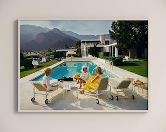 Slim Aarons Poolside Gossip Print Poster, Vintage Photography Print, Mid Century Desert House Art